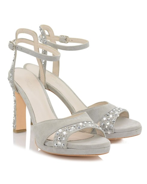 Bridal Sandals Gray Suede Leather