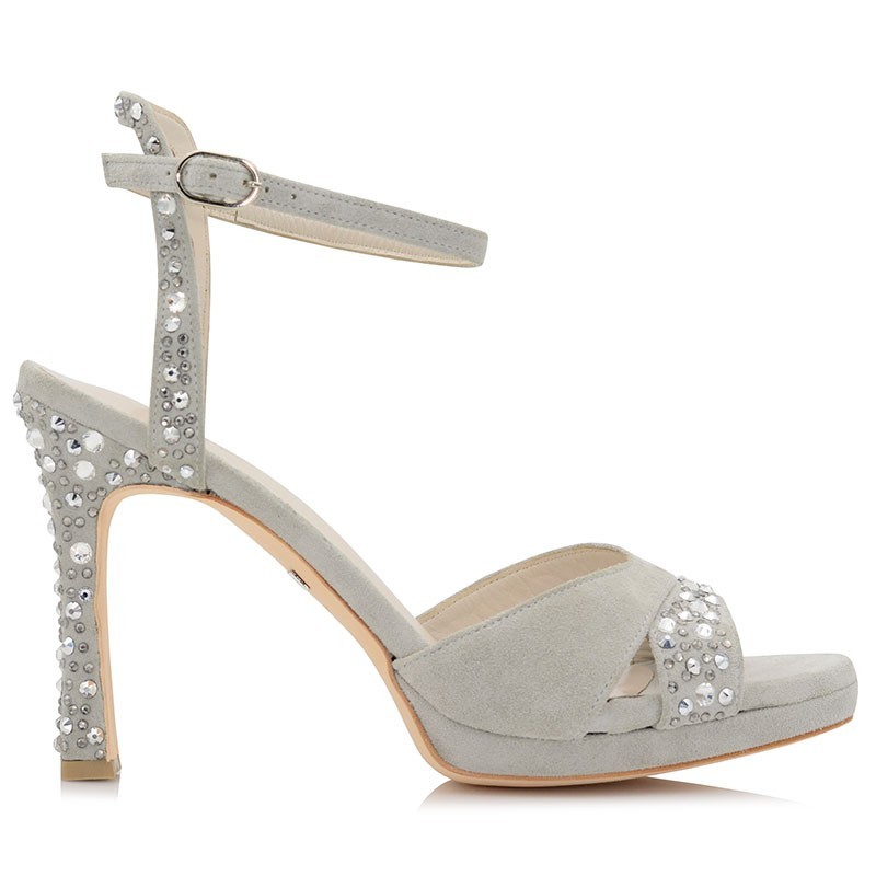 Bridal Sandals Gray Suede Leather