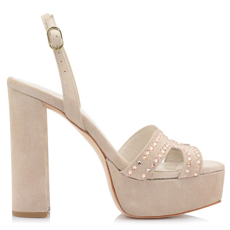 Wedding Shoes Beige Suede Leather