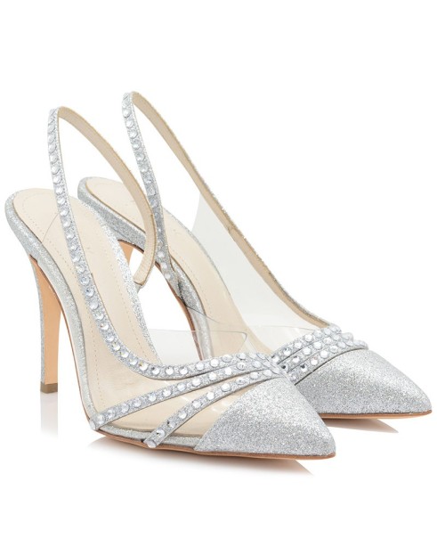 Bridal Pumps Silver Glitter