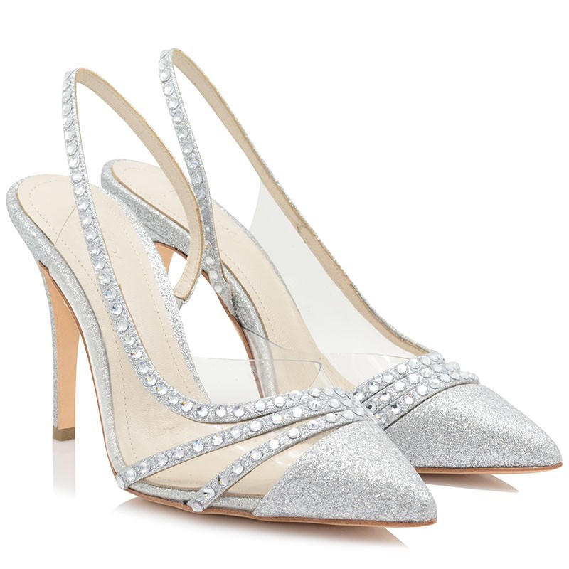 Bridal Pumps Silver Glitter