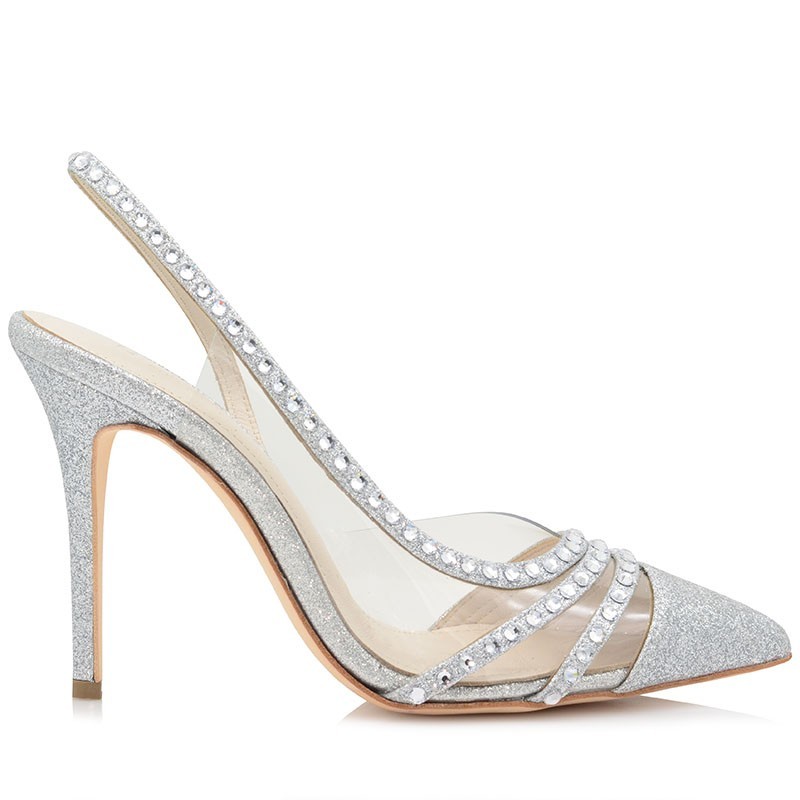 Bridal Pumps Silver Glitter