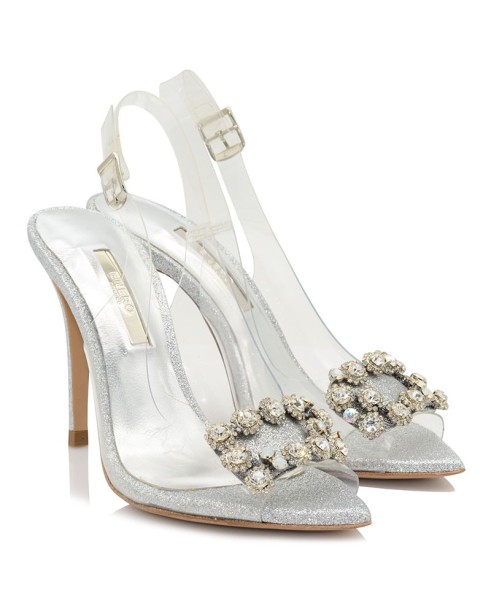 Bridal Sandals Silver Glitter