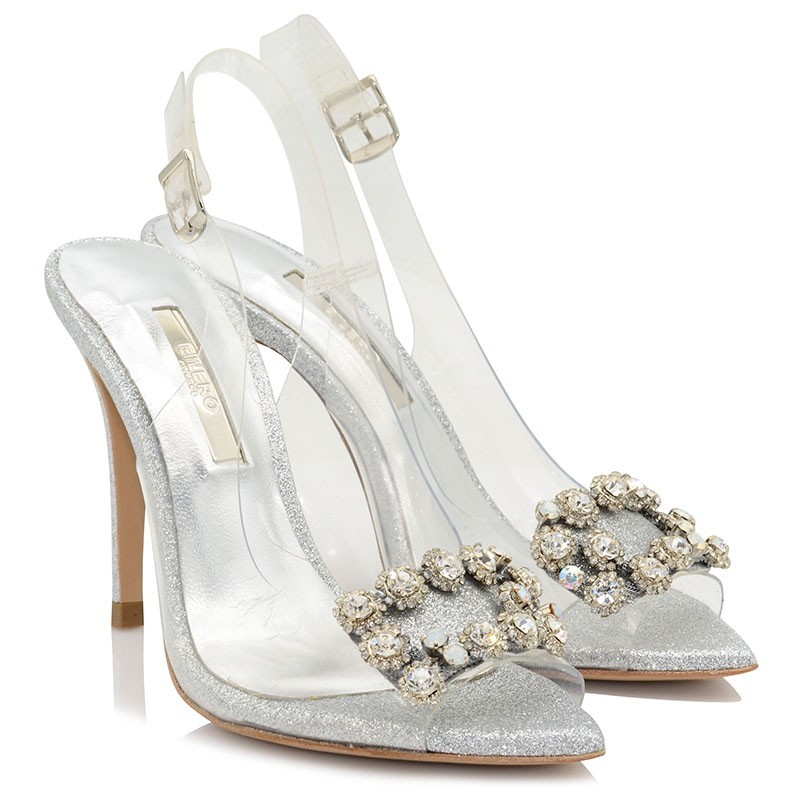 Bridal Sandals Silver Glitter