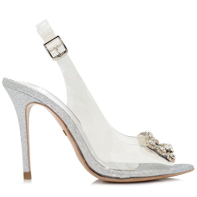 Bridal Sandals Silver Glitter
