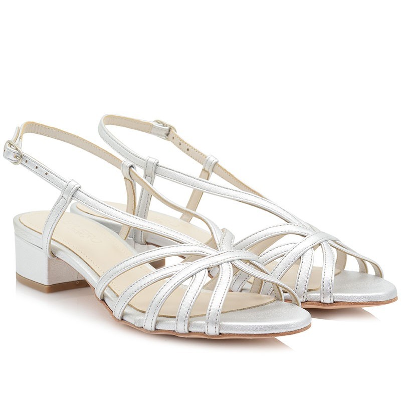 Bridal Sandals Silver Leather
