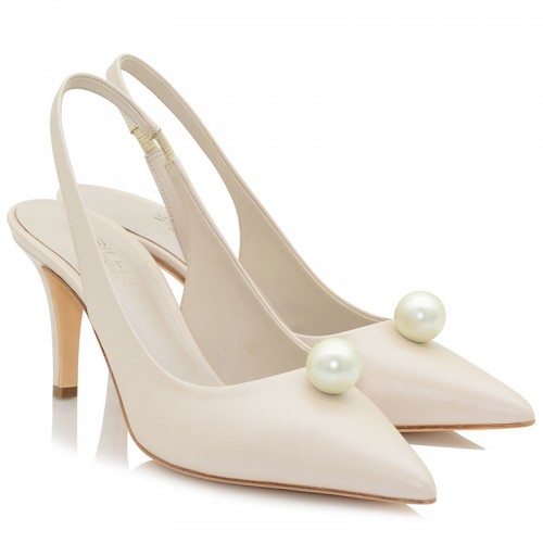 Ivory Pearl Leather Bridal Pumps