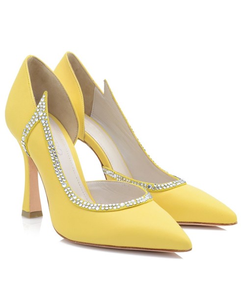 Women's Pumps Yellow Leather