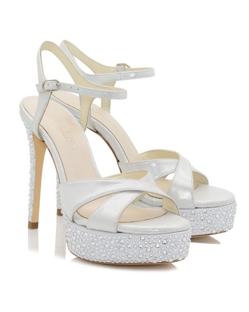 Silver Leather Bridal Sandals.