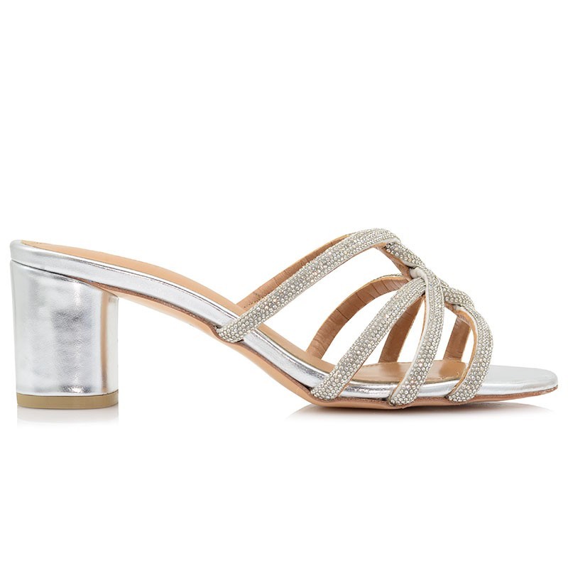 Bridal Mules Silver Leather