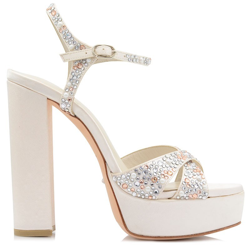 White Satin Bridal Sandals