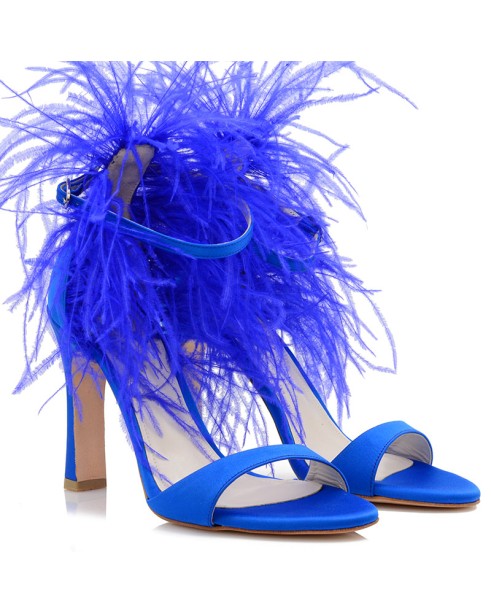 Bridal Sandals Blue Satin