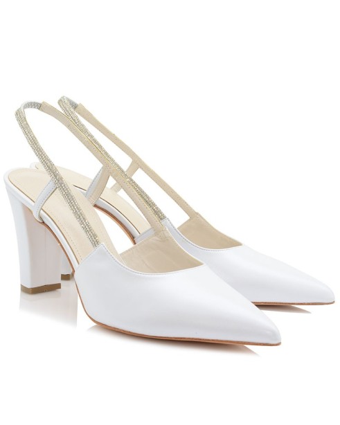 Bridal Pumps White Pearl Leather